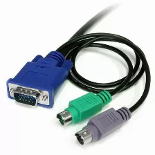 Cable Kvm De 1,8m Ultra Delgado Todo En Uno Vga Ps/2, Hd15 - 6ft Pies 3 En 1 (svecon6)