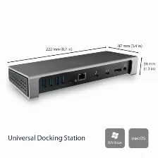Docking Station Startech.com Velocidad 40 Gbit/s, Interfaz Usb 3.2 Gen 1 (3.1 Gen 1) Type-c, Usb A (3.1 Gen 1) 5