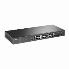 Switch Tp-link Tl-sg3428x Gestionado, L2+/l3, Cantidad De Puertos 24, Puertos 24, Gigabit Ethernet (10/100/1000), 128 Gbit/s, 1u, Negro