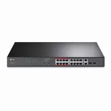 Switch Tp-link 20 Puertos, 2 Puertos Combinados Sfp, 1 Puertos Poe, Gigabit Ethernet (10/100/1000), Montaje En Rack