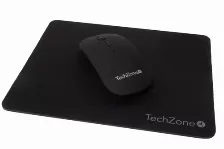 Kit Mouse Inalambrico Recargable Y Mousepad Techzone, 1600 Dpi, Color Negro, 4 Botones, Tz18mouinamp-ng
