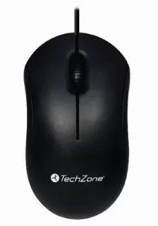 Mouse Optico Techzone Tzmou01 800dpi Ergonomico, 3 Botones, Cable 1.35m, Usb 2.0, Color Negro