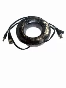  Cable Saxxon Con Conectores Bnc Y Plug De Energia Para Camara De Vigilancia 20 Mts, Color Negro