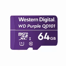  Memoria Micro Sd Western Digital Purple 64gb Sdxc Qd101, Ideal Para Videovigilancia 24/7, Resistente A Grandes Amplitudes De Temperatura